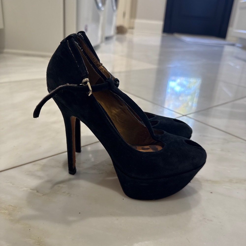 Vintage Sam Edelman Elegant Black Peep-Toe Women's Shoes